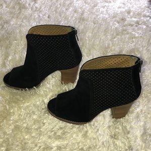 Lucky Brand Black Peep Toe Heel Boots Size 8.5